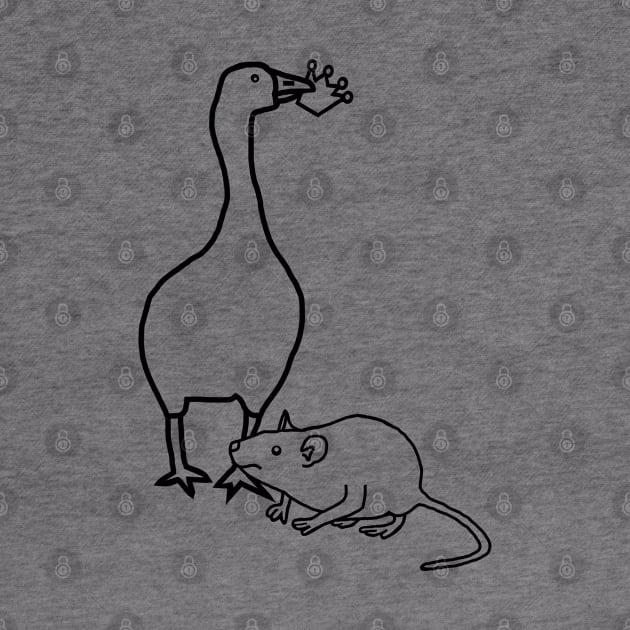 Goose Steals Crown From Rat Minimal Line Drawing by ellenhenryart